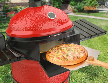 Onlyfire 6065 PizzaRing Kit with Rotisserie, Pizza Insert, and Rotisserie Grill Spit for Kamado Joe Classic/Pit Boss 22 Ceramic Grills, including Rotisserie Motor, Spit Rod, and Pizza Stone.