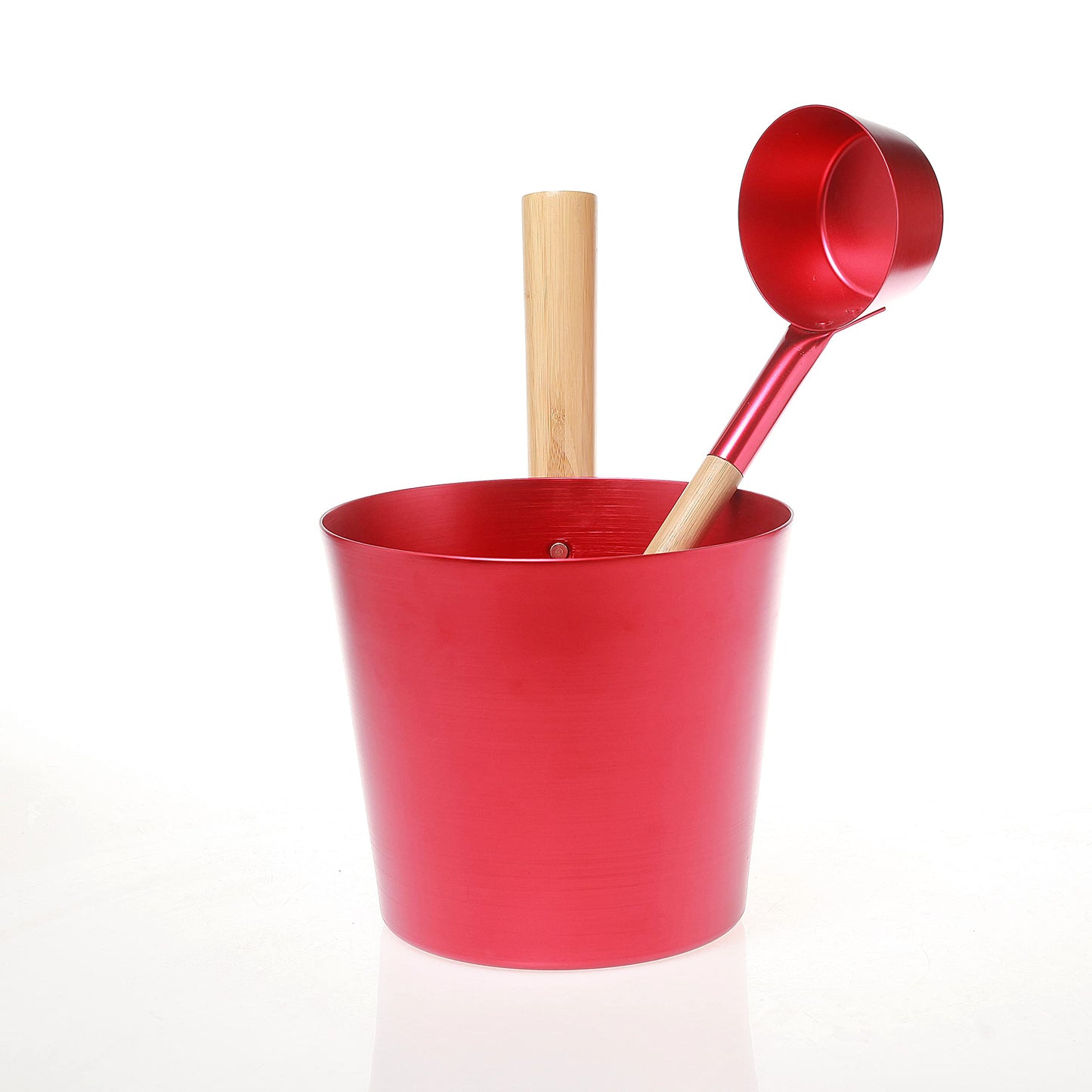 SULENO - Sauna Set ANEA Infusion Bucket 5 liters Ladle Sauna Bucket Bucket Ladle (red metallic)