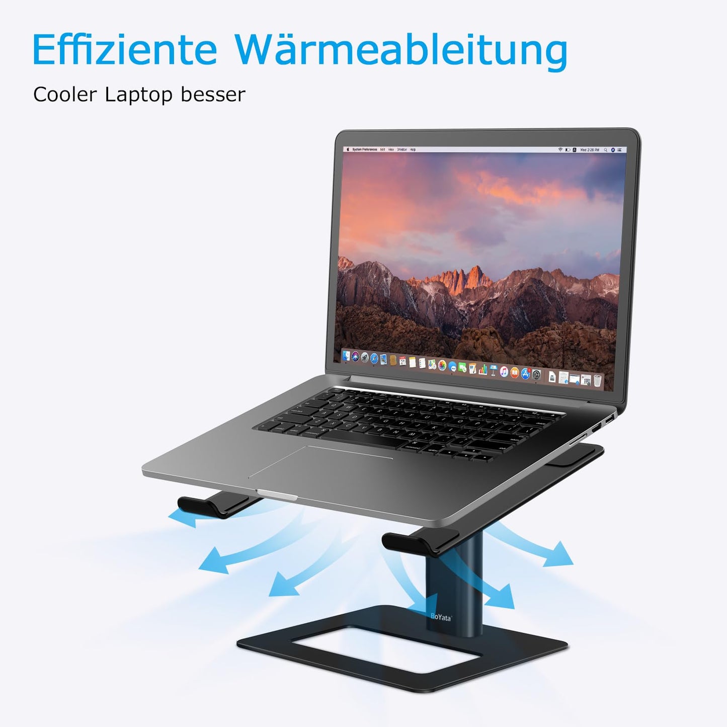 BoYata Laptop Stand, Height Adjustable Laptop Riser, Ventilated Aluminum Notebook Holder for Desk, Compatible with 10-17'' Laptop.