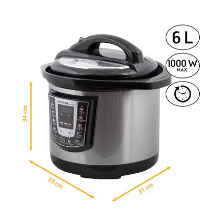 TZS First Austria - Electric Pressure Cooker 6L with 9 auto programs - Multicooker 1000W Multicooker as Rice Cooker, Steamer, Crock Pot etc. - Electric Multivarka Pressure Cooker including recipe book.