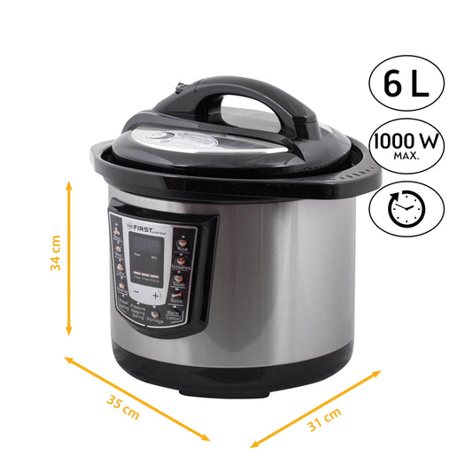 TZS First Austria - Electric Pressure Cooker 6L with 9 auto programs - Multicooker 1000W Multicooker as Rice Cooker, Steamer, Crock Pot etc. - Electric Multivarka Pressure Cooker including recipe book.