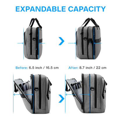 Bagsmart 17.3-inch laptop bag, expandable briefcase, computer bag for men and women, laptop shoulder bag, work bag, business travel, office, lockable (Gray-17.3 inches)