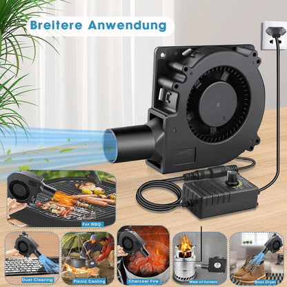 GDSTIME 120mm fan 230V radial fan 120mm x 32mm turbine fan double ball bearings 4V -12V adjustable turbines turbo for PC computer 3D printer BBQ inflatable fireplace picnic laser cutter
