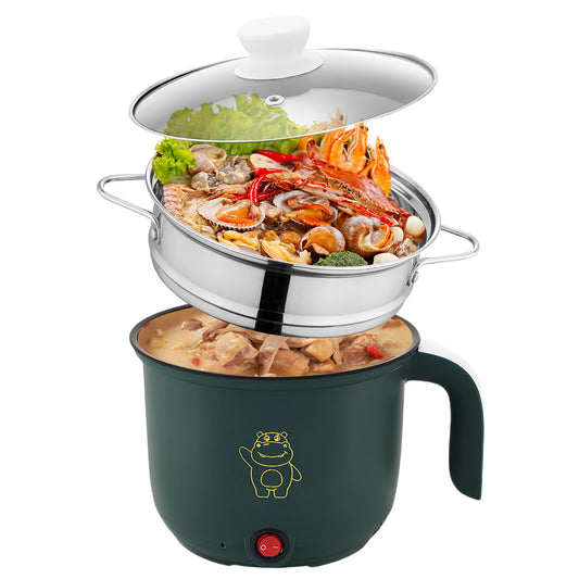 Electric Hot Pot with Steamer, Electric Hot Pot 1.5l, Portable Mini Non-stick Multicooker, Fast Ramen Cooker, Portable Non-stick Pot for Home, Office, Dormitory