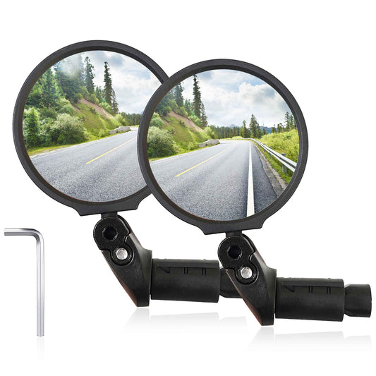 Homieway 2 Pieces Bike Mirrors for E-bike, HD Convex Bicycle Rearview Mirror, 360° Rotatable Foldable Safety Bike Mirror, Universal Bike Mirror for Handlebar 14.8-23 mm (Right-Left)