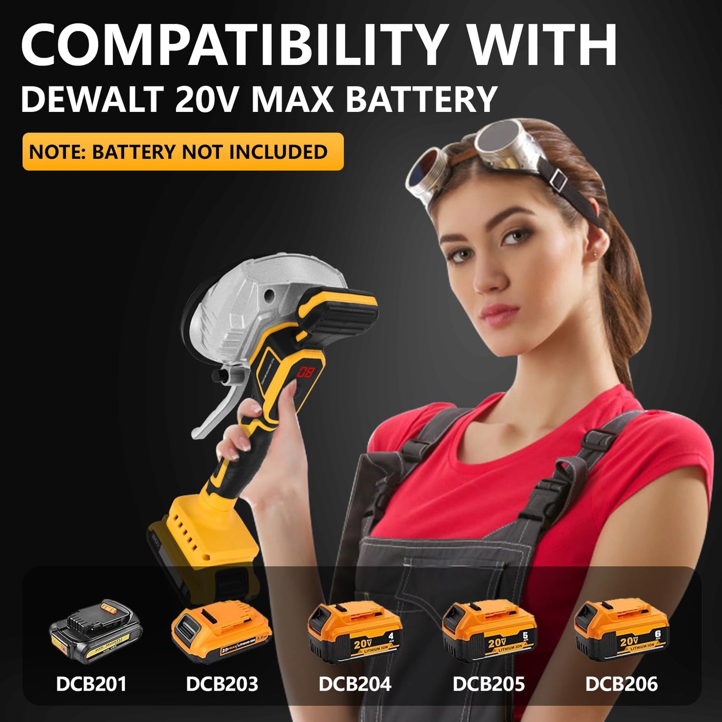 Tiler machine for DE-walt 20V Max battery, tiler vibrating tool with 8 adjustable speeds, suction cup, digital display, carrying bag for floor, tiles (tools only)