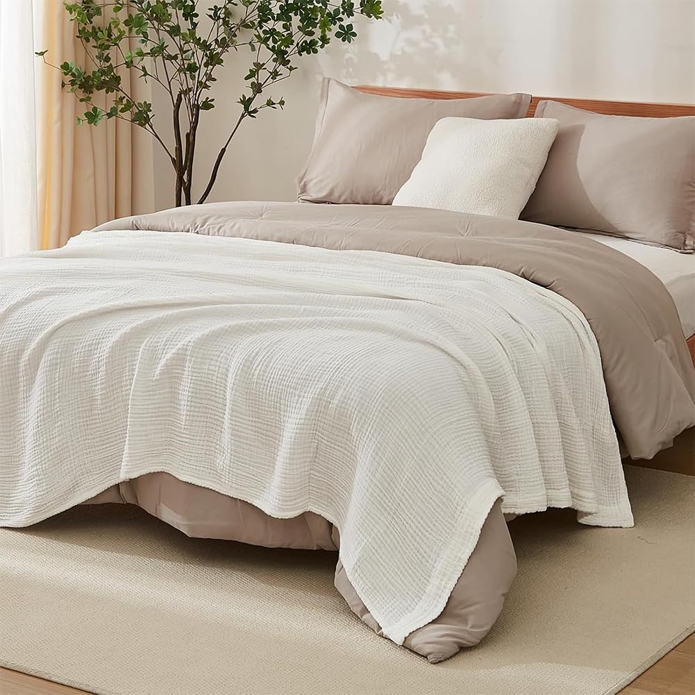 Vgpbphj Muslin Blanket, Summer Muslin Blanket 150 x 200, 100% Natural Muslin Blanket Lightweight Soft, Muslin Blanket for Adults as Cuddly Blanket, Bed, Couch Throw (Burgundy, Queen (150x200cm))