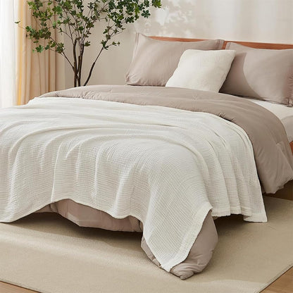 Vgpbphj Muslin Blanket, Summer Muslin Blanket 150 x 200, 100% Natural Muslin Blanket Lightweight Soft, Muslin Blanket for Adults as Cuddly Blanket, Bed, Couch Throw (Burgundy, Queen (150x200cm))