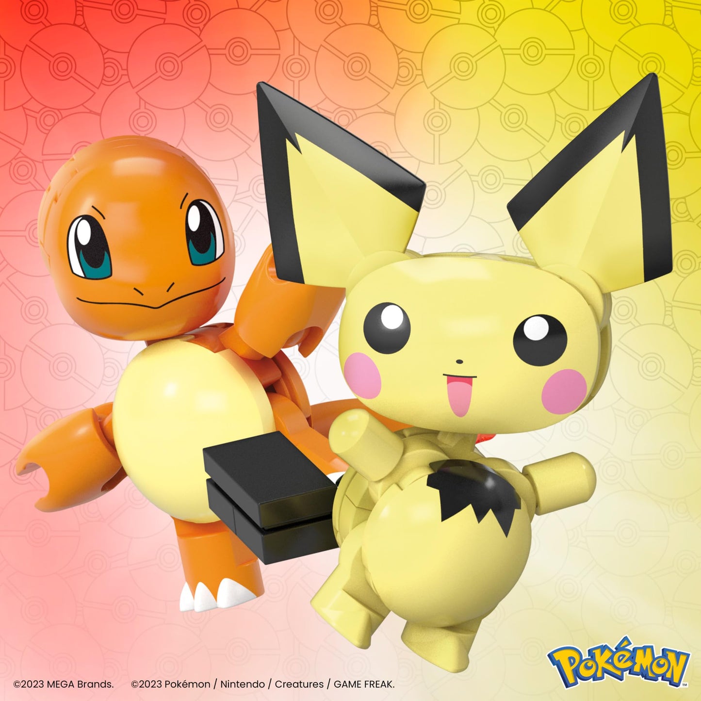 MEGA Pokémon Action Figure Building Toy Set, Pokeball 2-Pack, Pichu and Charmander with 40 pieces, for kids, HXP13