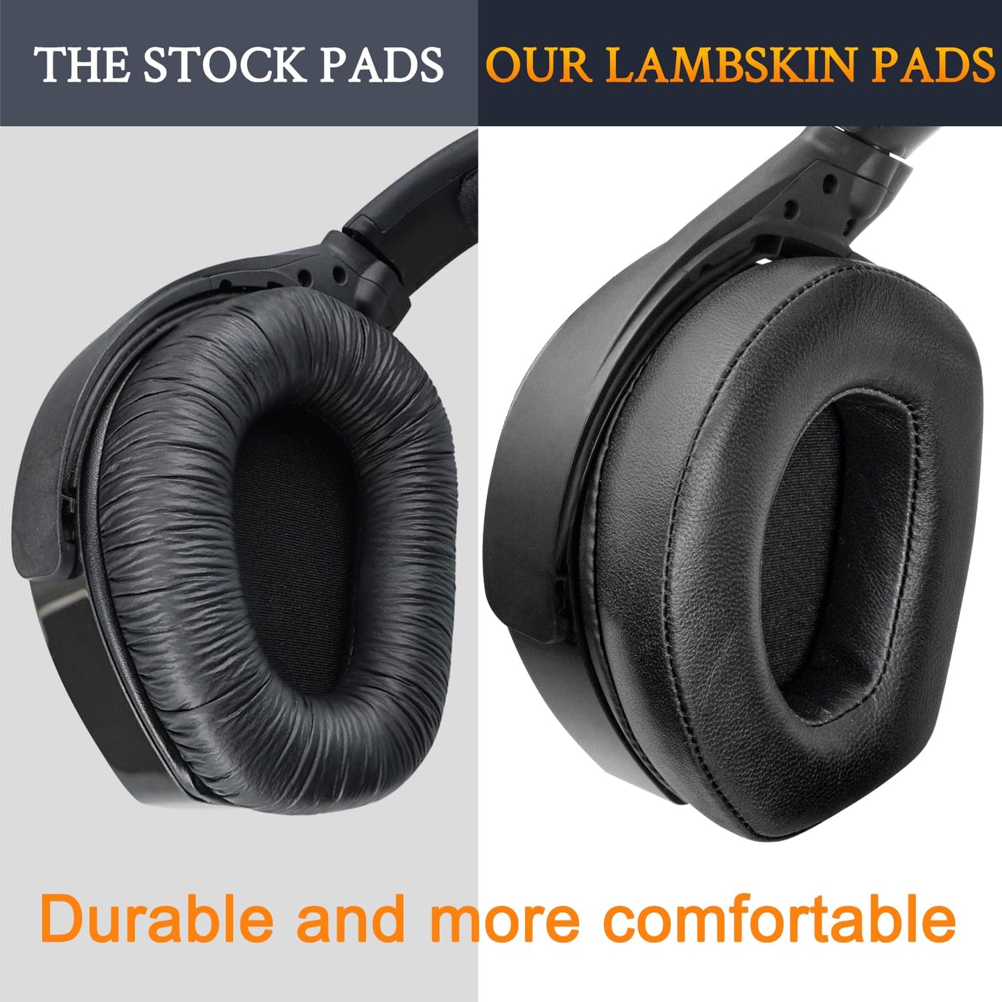 SOULWIT sheepskin replacement ear pads for Sennheiser RS165/TR165/RS175/TR175/RS185/TR185/RS195/TR195 (RS/TR 165 175 185 195 RF), pads for HDR165/HDR175/HDR185/HDR195 (HDR 195RF) headphones.