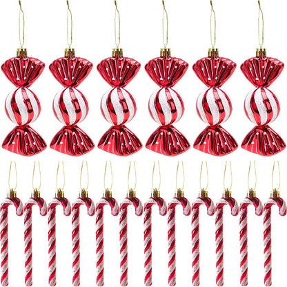 18 candy canes Christmas decor Christmas ornaments Candy canes decor Glitter Christmas tree decorations Red & White Cute Christmas charms Tree decorations
