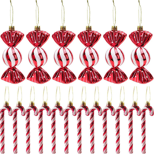 18 candy canes Christmas decor Christmas ornaments Candy canes decor Glitter Christmas tree decorations Red & White Cute Christmas charms Tree decorations