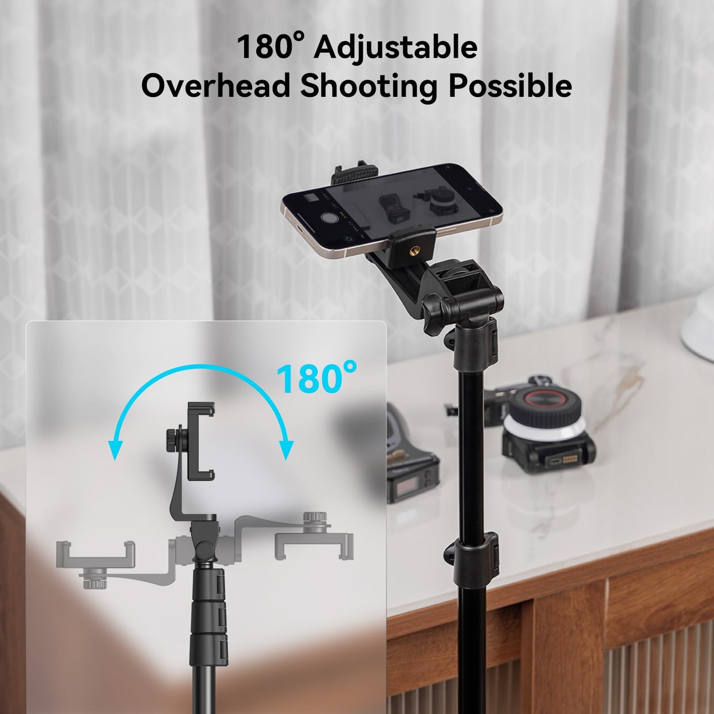 SMALLRIG Phone Tripod with Remote Control, 67-inch Camera Tripod, portable, reversible, universal tripod light stand, for photography, vlogging, selfies, and live streaming, Encore PT-30-4363