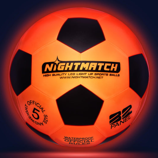 "NightMatch LED Light Up Soccer Ball | Official Size 5 | Waterproof | Glows in the Dark | Soccer for Kids & Adults | Illuminated Soccer Ball | Indoor & Outdoor"