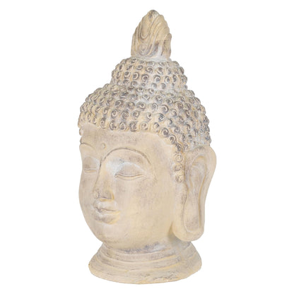 ECD Germany Buddha Figure 78 cm Beige/Grey, artificial stone polyresin, head statue sculpture decorative figure Feng Shui artificial stone decoration garden figure Asia decorative object stone figure, for home and garden