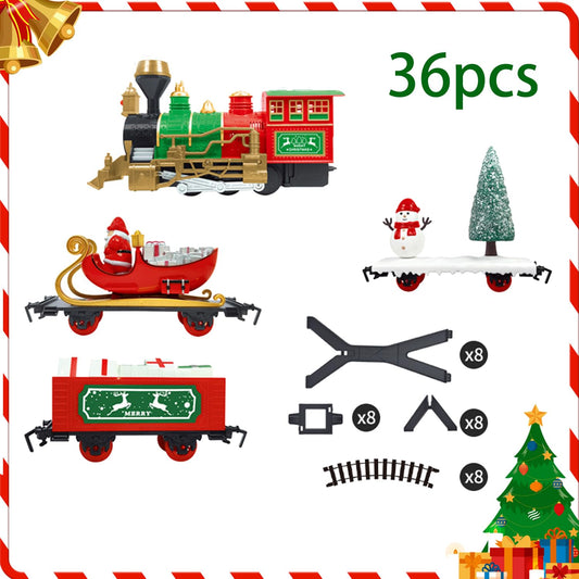 Electric train set for kids - Christmas train around the Christmas tree, railroad track set with sounds, toy for ages 8 and up