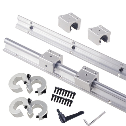 GooEquip linear guide SBR20 800mm 2 x linear rails and 4 x bearing blocks with SBR20 rail stops, linear rail length 800 mm linear rails for 3D printer CNC parts