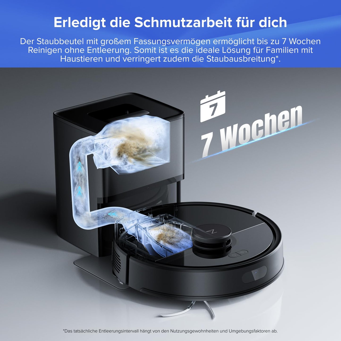 roborock Q7 L5+ set robot vacuum with automatic dust disposal, dual anti-tangle system, 8,000 Pa suction power, electronic water tank, LiDAR navigation, ideal for carpets and pet hair (black)