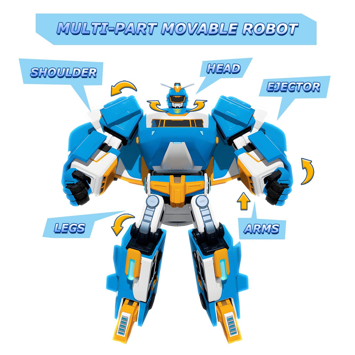 Super Wings 3-in-1 World Aircraft transforming robot with light and sound effects, featuring a 2'' transformable robot Jett. Transformable toy for girls and boys aged 3 and up, in blue.