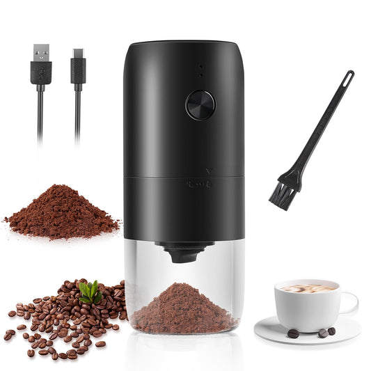Wine loneliness coffee grinder, USB rechargeable electric coffee grinder with ceramic conical burr adjustable coarseness espresso coffee mill portable electric mills for coffee beans spices beans