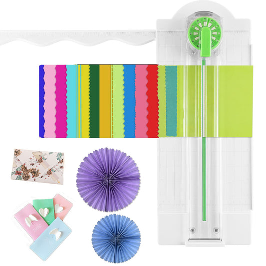 12-in-1 paper cutter, paper dial cutter, handmade decorative border, cardboard cutter, decorative edges, cutting tool for scrapbooks, cards, photo albums, office, school, home.