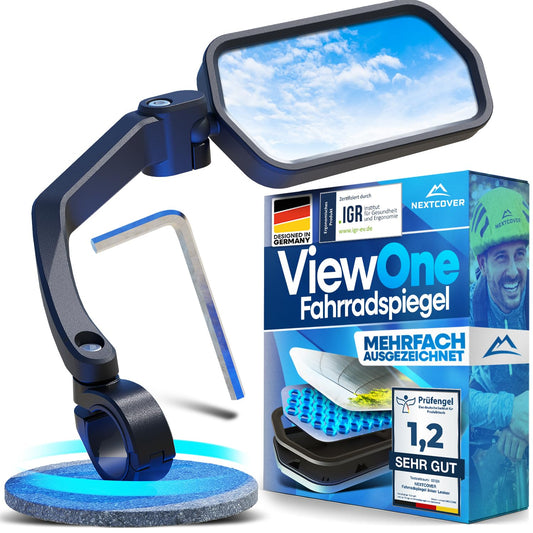 NEXTCOVER® handlebar bike mirror [right] with ProVision real glass I stable bike rearview mirror I mirror right I bike rearview mirror I eBike I EScooter I bike mirror E Bike