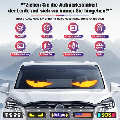 2 LED eyes for truck car (10*35cm), Devil Eyes Light for Cars, Devil Eyes Light Dynamic Programmable Personalized Eye Light Signs, with APP control and remote control Bluetooth USB 5V