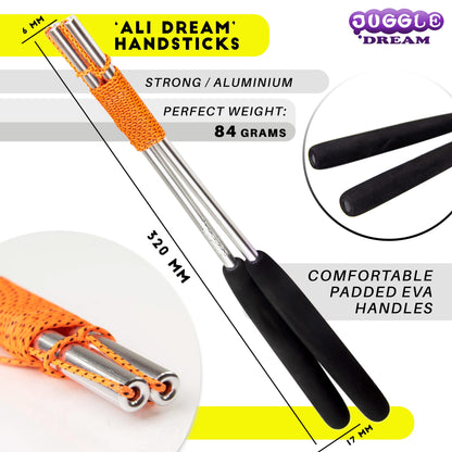 Juggle Dream Jester Diabolo Set - ball bearing axle professional diabolo with aluminum handsticks and online learning video - juggling toy (multicolor)