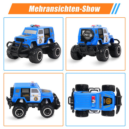 Pup Go Police Car Remote Control with Light for Kids 3 4 5 6 Years, Sturdy Police Car with Remote Control Toy, Mini RC Police Monster Truck Kids 2 Gifts Blue