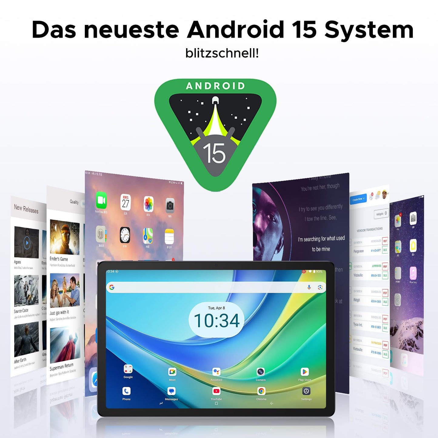 DOOGEE Tab G6+ 2025 – Latest Android 15 AI Tablet 11 inches, FHD+, Tablet with SIM Card Slot, 32 GB RAM + 256 GB ROM/2 TB, 8000mAh, Octa-Core T7280, 4G LTE, Widevine L1, Bluetooth 5.0, GPS