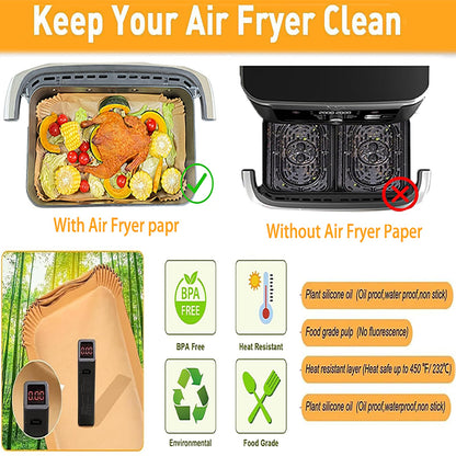160pcs Airfryer parchment papers for Ninja Flex Drawer Dual Zone AF500EU 10.4L Air Fryer, compatible with Ninja Foodi AF500EU AF500EUCP Airfryer and Cecotec Dual 9000 9L.