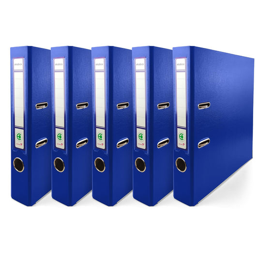 Netuno 5x ring binder blue DIN A4 2-ring mechanism 5cm file folder A4 slim file folder A4 thin plastic folder A4 single-color folder documents ring binder folder school folder