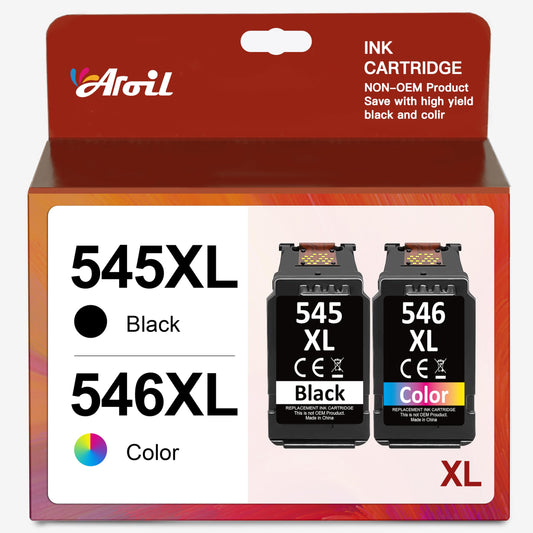 PG-545XL CL-546XL for Canon printer cartridges 545 546 XL Multipack Replacement for Pixma MX495 TR4550 TS3150 TR4551 MG3050 MG2555s MX490 TS3151 MG2550s TS3350 MG2950 MG2950S MG3051 (Black, Color, 2-Pack)