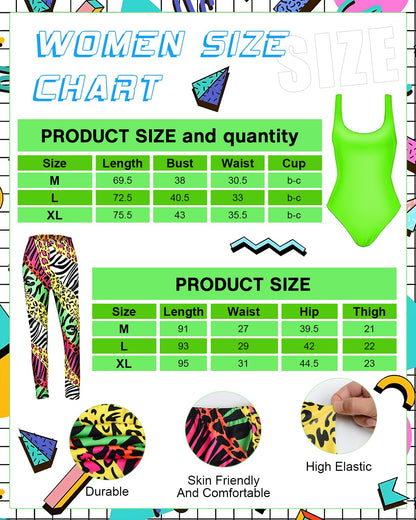 BIQIQI 80s Outfit Women Set Retro Tracksuit Costume 80s 90s Clothing Costume Accessories Clothes Jersey, Leggings, Headband, Bracelets, Leg Warmers, Earrings, Fanny Pack