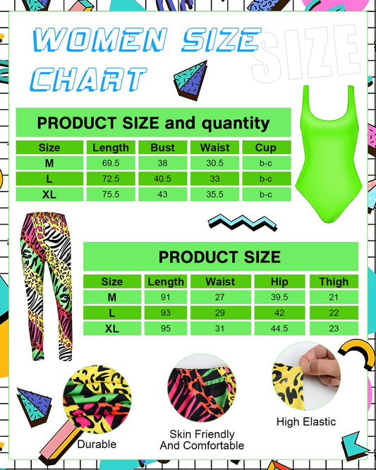 BIQIQI 80s Outfit Women Set Retro Tracksuit Costume 80s 90s Clothing Costume Accessories Clothes Jersey, Leggings, Headband, Bracelets, Leg Warmers, Earrings, Fanny Pack