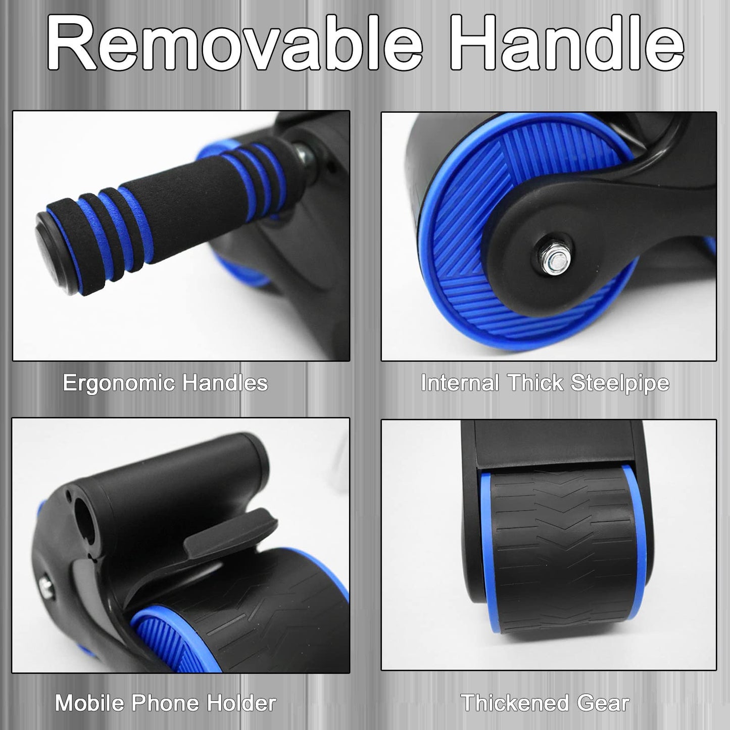 Automatic rebound abdominal roller, ab muscle trainer, with mat, roller for ab workout, featuring stable dual wheels and automatic rebound (blue)