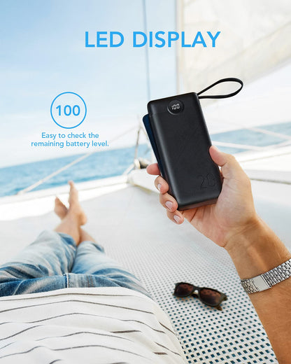 VRURC Powerbank 20000mAh with USB C Cable Portable Charger Fast Charging 22.5W Portable Charger Fast Charging with LED Display External Battery Pack Compatible with iPhone, Huawei, Samsung, etc.