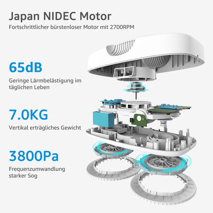 HUTT DDC55 Window Cleaning Robot, Electric Window Cleaner, Automatic Window Robot, Window Cleaner Robot with Remote Control, for Interior and Exterior Windows, Glass, Tiles, 12 Pieces of Cloth.