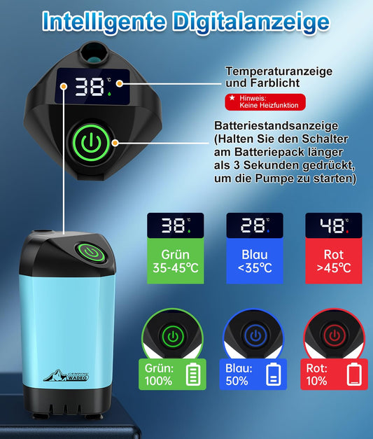 WADEO Portable camping shower battery with pump and shower bucket, outdoor camping shower set with battery, mobile showers outdoor showers with shower head and hose, for camping, traveling, garden, hiking, car washing