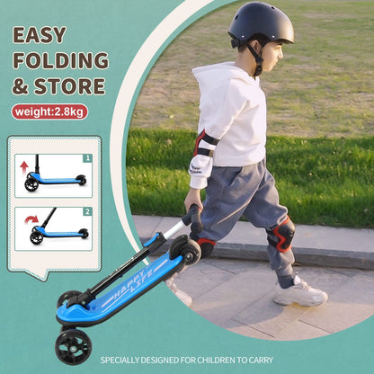 Besrey Kids Scooter, the safe three-wheel scooter with PU LED light-up wheels, foldable adjustable height, lightweight and can hold up to 50 kg, suitable for toddler boys and girls.