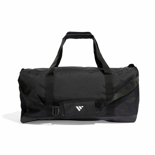 adidas Unisex Essentials Linear Duffel Bag, Black/Black/White, M