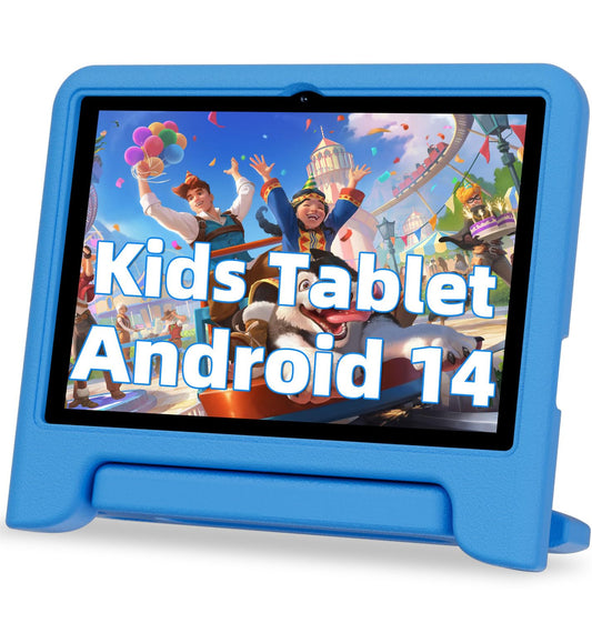 JIKOCXN Kids Tablet 10 Inch, Octa Core Android 10 Tablet for Kids, 10GB RAM+64GB ROM, 1280x800 LCD Touchscreens, 6000mAh, WiFi 5, BT5.0, Dual Camera, GPS (Blue)