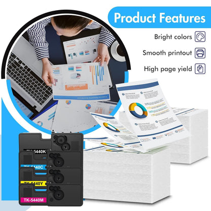INFITONER TK-5440 TK5440 Compatible for Kyocera Ecosys MA2100cwfx PA2100cwx PA2100cx MA2100cfx Toner MA2100 PA2100 TK 5440 TK-5440K TK-5440C TK-5440Y TK-5440M Black Cyan Magenta Yellow, 4-Pack