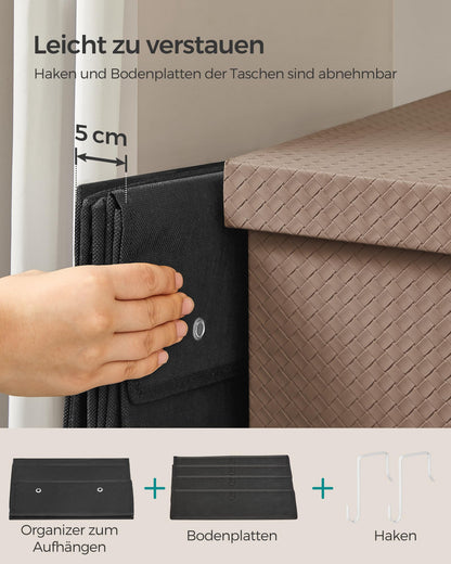 SONGMICS Hanging Organizer with 4 Pockets, Hanging Shelf, 2-Pack Closet Organizer, Hanging Storage, Door Organizer, Bedroom Living Room, 12 x 33.5 x 100 cm, Ink Black RDH004B02