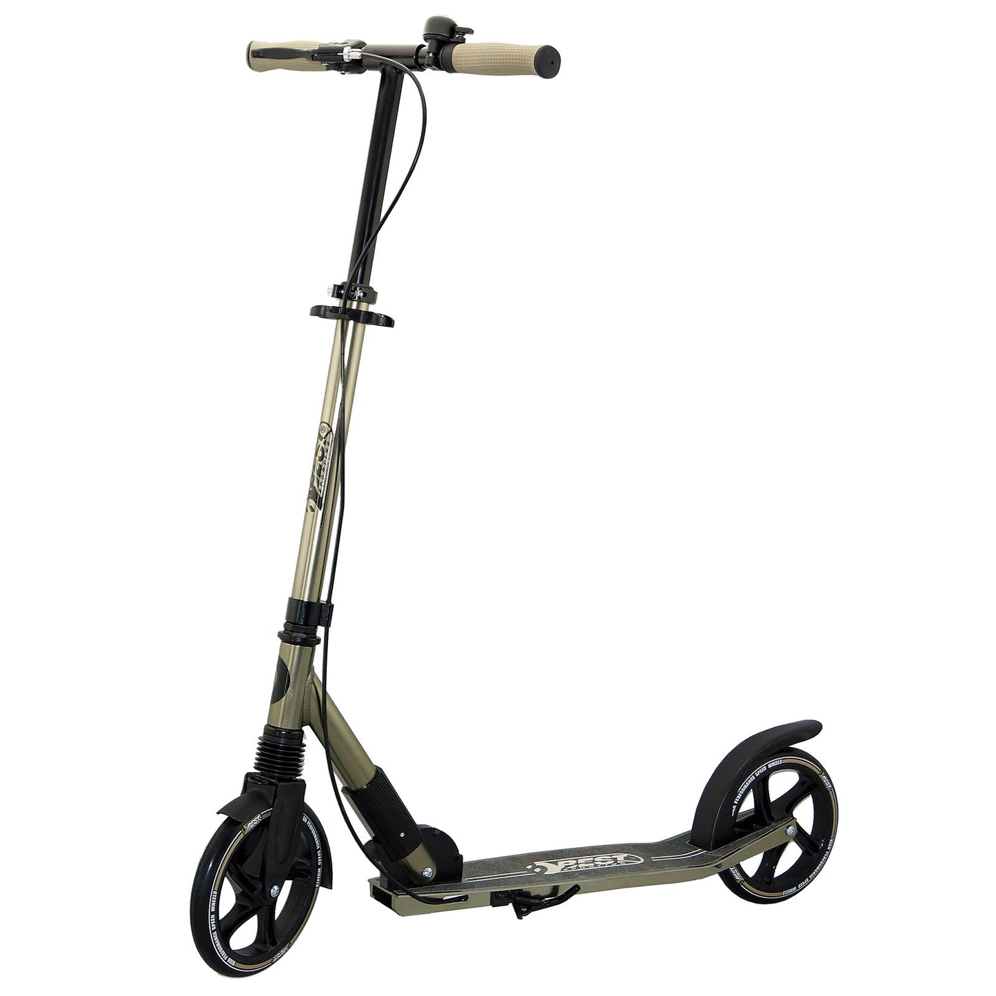 BEST SPORTING High End Adult Scooter, foldable with stand, hand brake, bell, and carrying strap. City scooter for adults with wheel size of 205 mm.