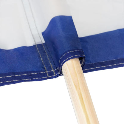 Idena - Blue-white windbreak incl. rubber mallet (white), with wooden poles, carrying strap and securing bands, 80 x 600 cm, privacy screen for beach, camping and garden (800 x 80 cm | incl. rubber mallet)
