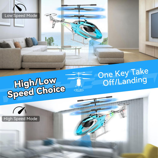 TERRAMUS RC Helicopter- 2.4G Remote Control Helicopter Indoor RC Toy with LED Light & 3.5 Channels & Gyro Mini Helicopter Positioned Height Aircraft Gift Kids Boys