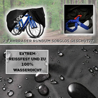 BYKLISTA Bicycle Cover for 2 Bikes - Weatherproof Bike Shed Oxford Fabric Welded Seams & UV Protection - Waterproof Bike Tarp Cover Bicycle Protective Cover