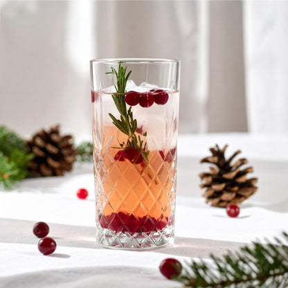 Krosno Glassware Water Glasses Set of 6, Dishwasher Safe, Clear with Crystal Effect, 300ml Highball Cocktail Gin Water Drinking Glasses.