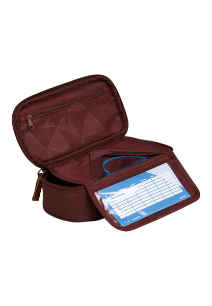 Satch Pencil case extra large incl. divider zipper compartment pen holder protractor clear window for timetable Nordic Ruby - Berry